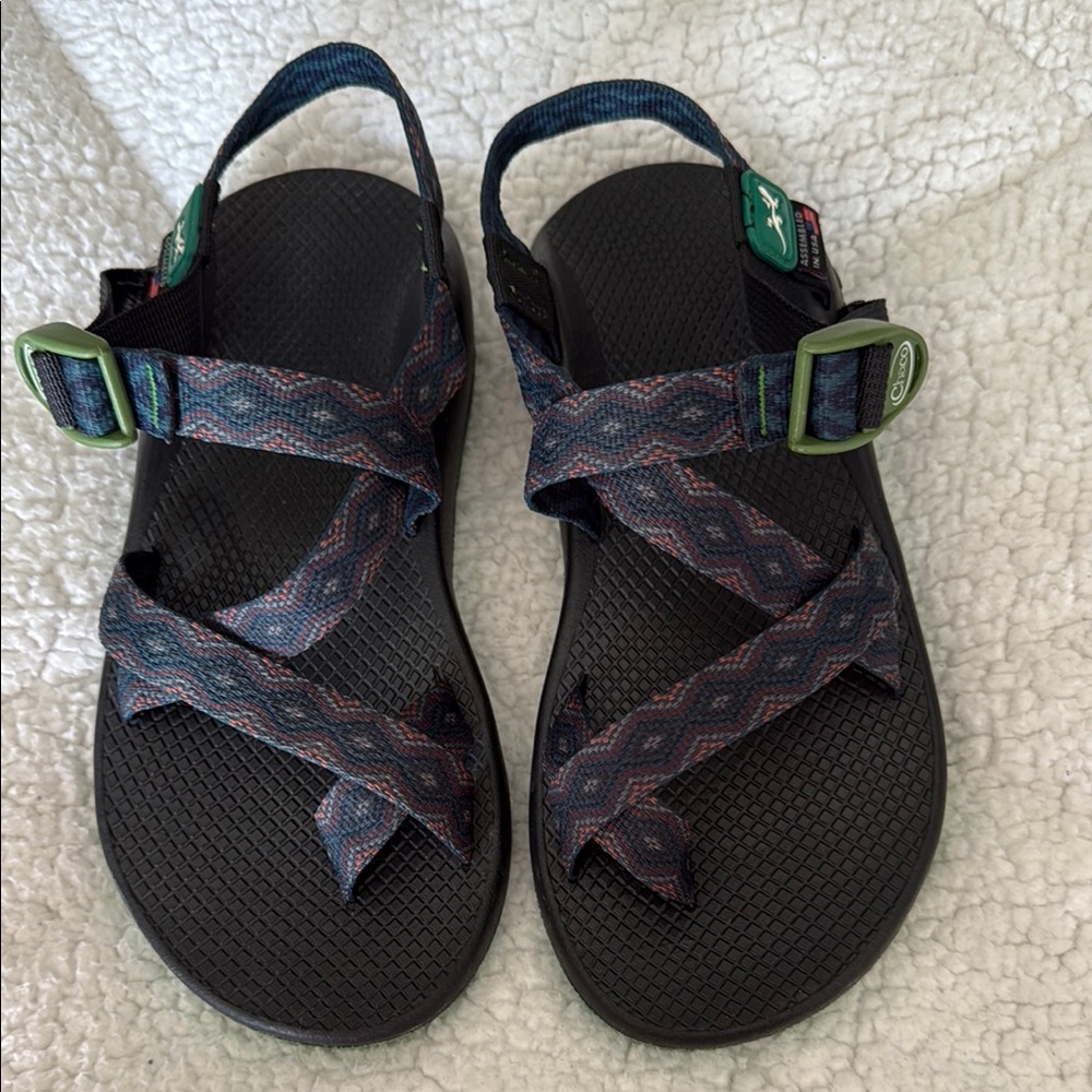 Chaco Black and Blue Sport Sandals with Adjustable Straps men’s size 7